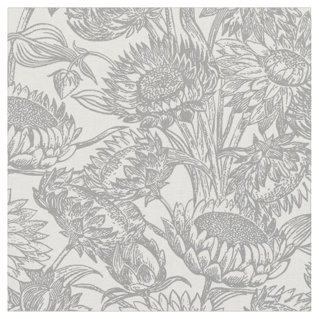 Tissu Tournesols vintages gris (Fermer)