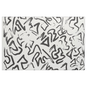Tissu Traçages noirs modernes de graffiti d'abrégé su