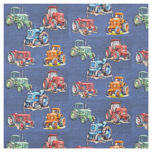 Tissu Tracteur agricole Denim Blue Design (Échantillon)