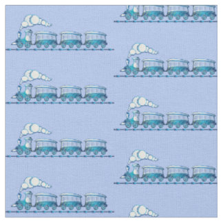 Tissu Train à vapeur bleu clair
