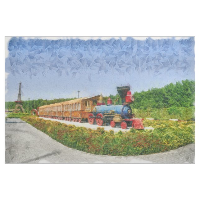 Tissu Train et Tour Eiffel dans le jardin de miracle, (Yard)
