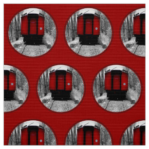 Tissu Train victorien de vapeur de cambuse rouge
