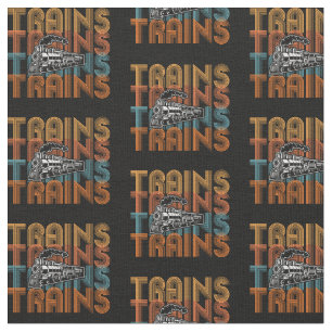 Tissu Trains Trains Trains Moteur de train à vapeur Loco