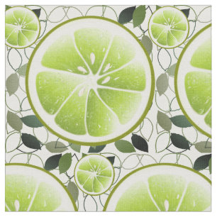 Tissu Tranches de fruits à la chaux verte