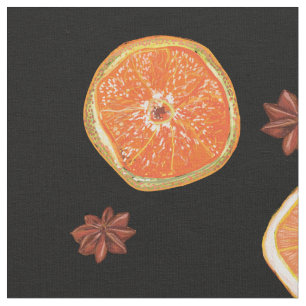 Tissu Tranches de fruits d'orange et cannelle