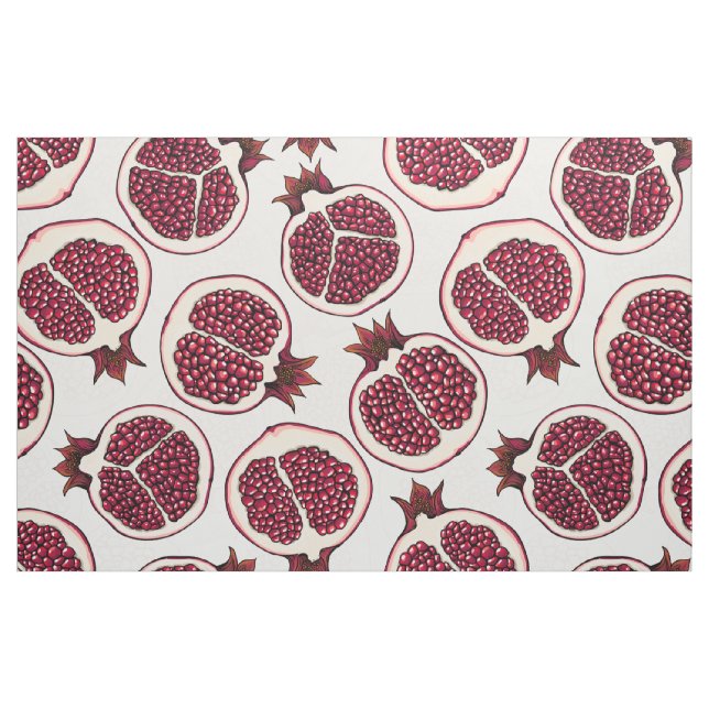 Tissu Tranches de grenade sur blanc (Fat Quarter)