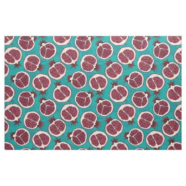 Tissu Tranches de grenade sur turquoise (Fat Quarter)