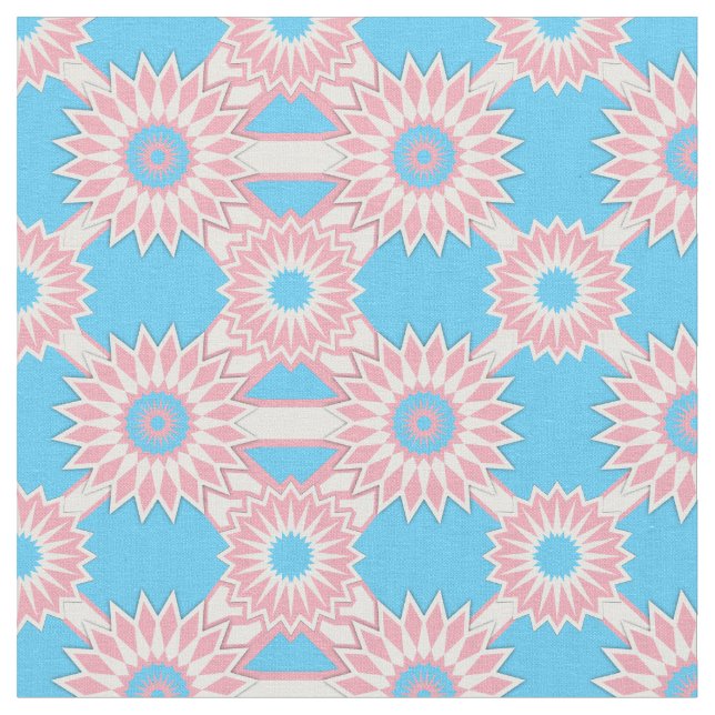 Tissu Transgender Pride bleu continu motif de fleurs (Fermer)