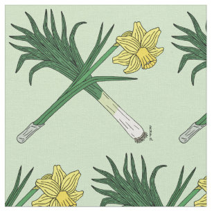 Tissu Traversée de poireaux et de jonquilles