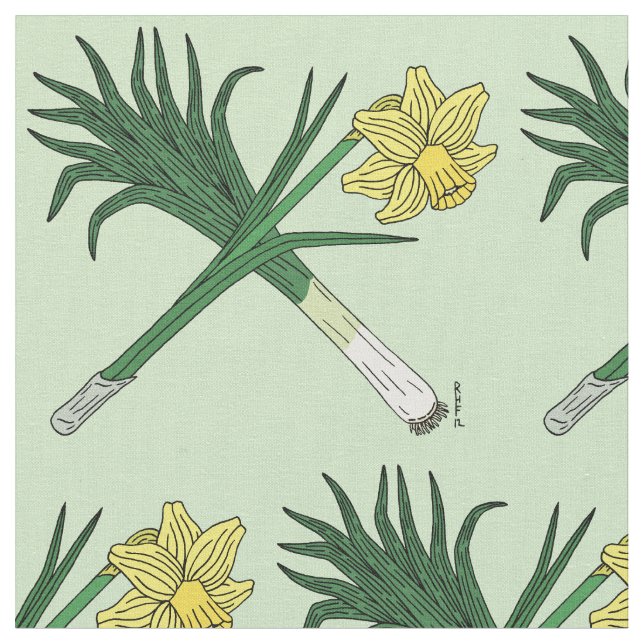 Tissu Traversée de poireaux et de jonquilles (Fermer)