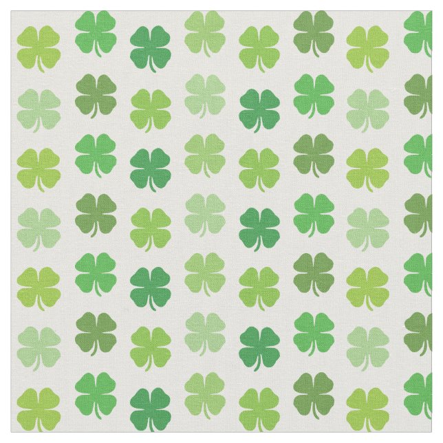 Tissu Trèfle Chanceux Blanc Avec Des Trèfles Verts (Fermer)
