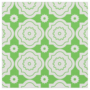 Tissu Treillis marocain vert citron - Motif à engrenages