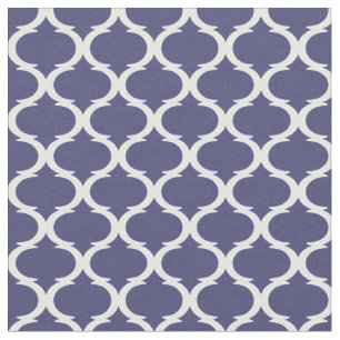 Tissu Trellis de Quatrefoil bleu marine et blanc
