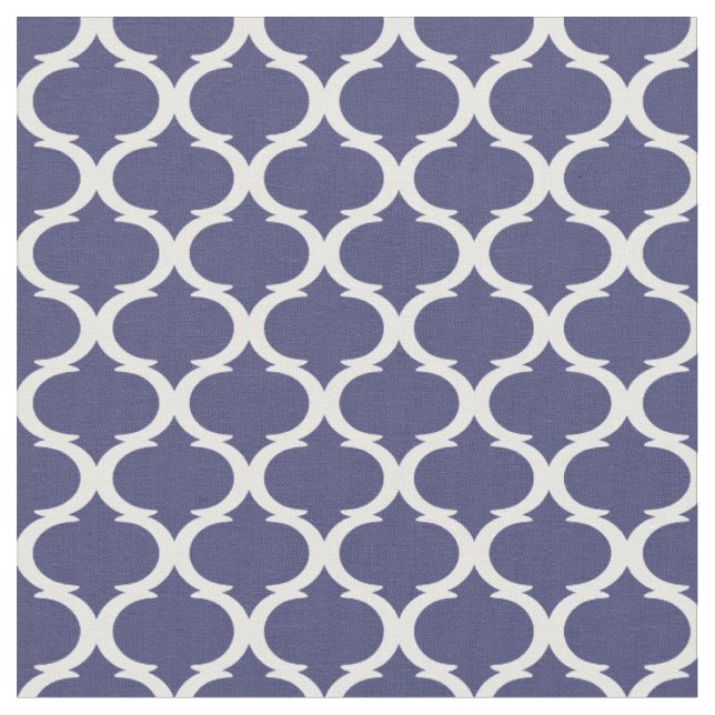 Tissu Trellis de Quatrefoil bleu marine et blanc (Fermer)