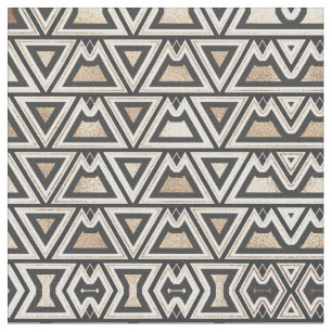 Tissu Triangle géométrique Noir Rétro Blanc