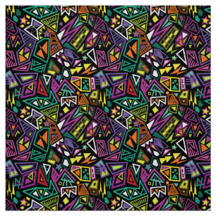 Tissu Triangle pop art cool noir clair vert motif
