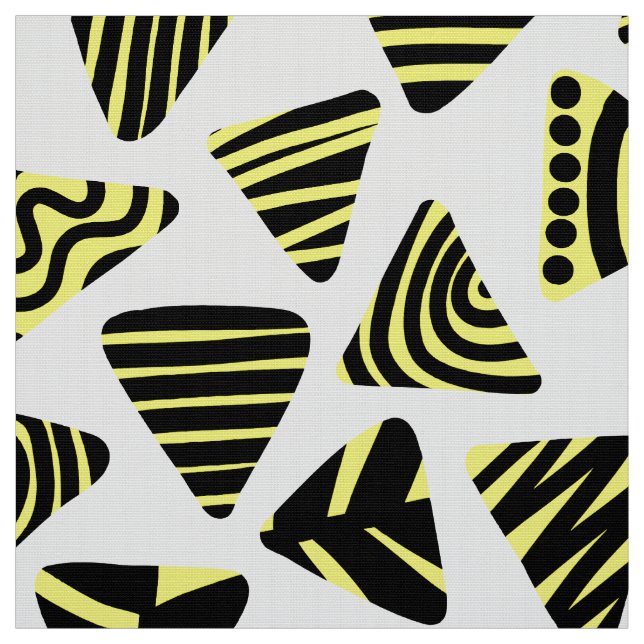 Tissu Triangles 240121 - Noir et Jaune sur Blanc (Échantillon)