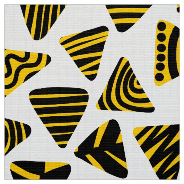 Tissu Triangles 240121 - Noir et orange sur blanc (Échantillon)