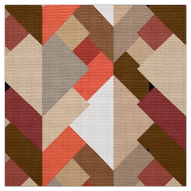 Tissu Triangles Abstraits modernes, Brown, Taupe et Oran (Échantillon)