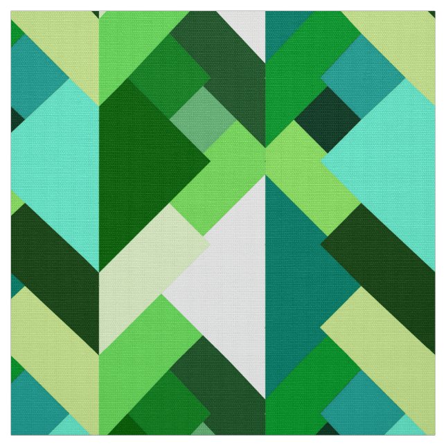 Tissu Triangles Abstraits modernes, Emerald Green et Aqu (Échantillon)