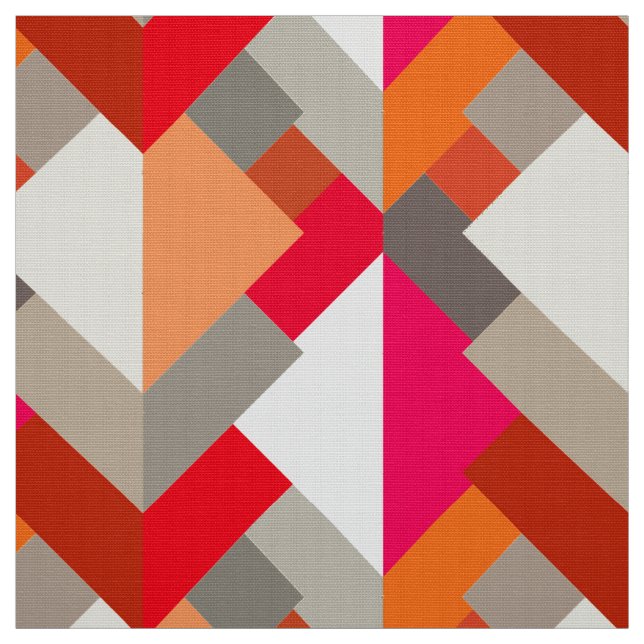 Tissu Triangles Abstraits Modernes, Orange, Fuchsia et G (Échantillon)