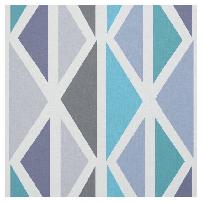 Tissu Triangles d'art géométrique rétro gris turquoise (Échantillon)