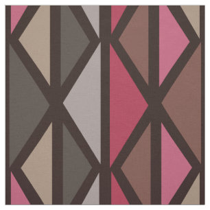 Tissu Triangles d'art géométrique rétro Noir Rouge Brown