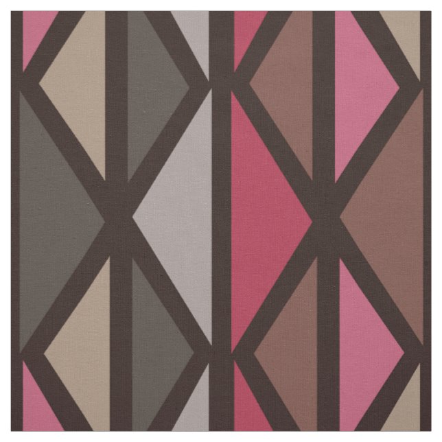Tissu Triangles d'art géométrique rétro Noir Rouge Brown (Échantillon)
