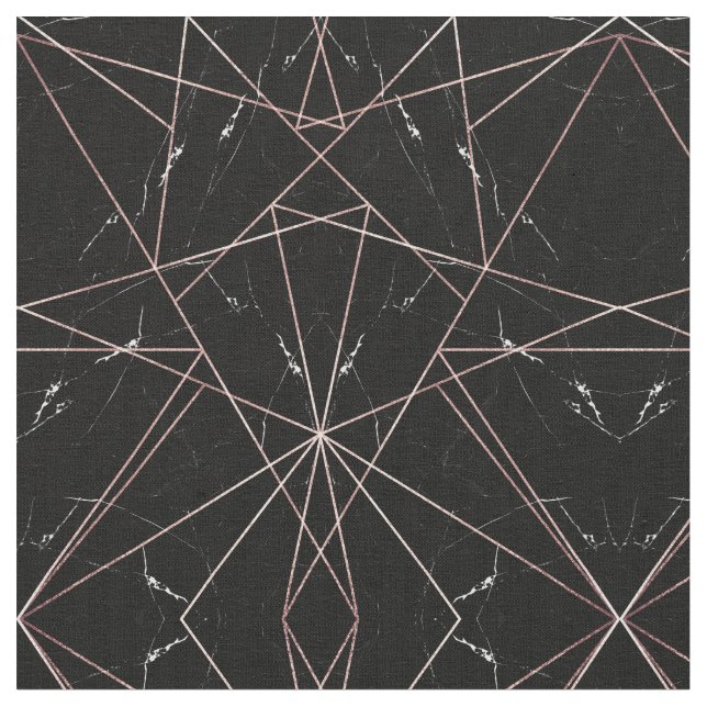Tissu Triangles en marbre doré Rose géométrique moderne (Fermer)