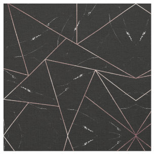 Tissu Triangles en marbre géométrique noir - Outline or