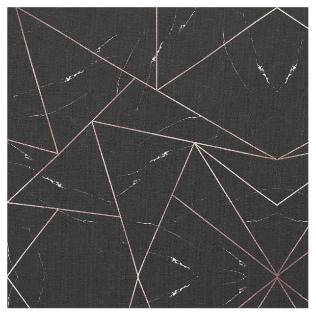 Tissu Triangles en marbre géométrique noir - Outline or (Fermer)