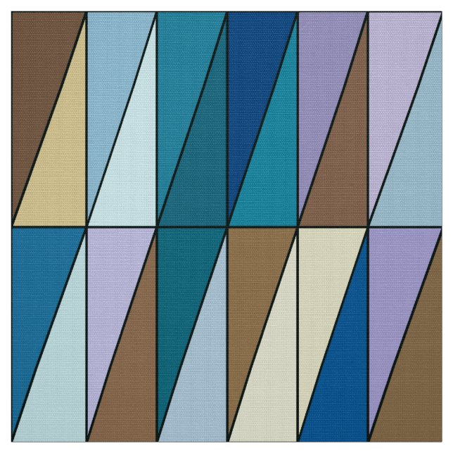 Tissu Triangles géométriques modernes, bleu et café Brow (Échantillon)