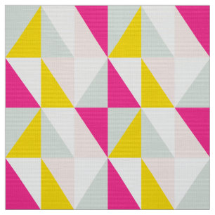 Tissu Triangles Géométriques Motif rose Et Jaune