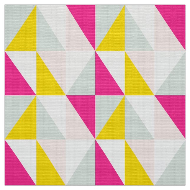 Tissu Triangles Géométriques Motif rose Et Jaune (Échantillon)