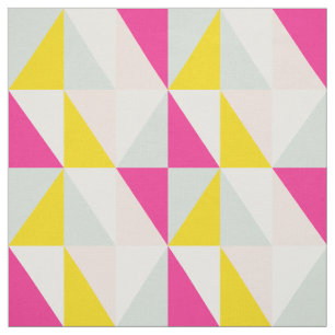 Tissu Triangles Géométriques Motif rose Et Jaune