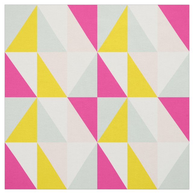 Tissu Triangles Géométriques Motif rose Et Jaune (Échantillon)