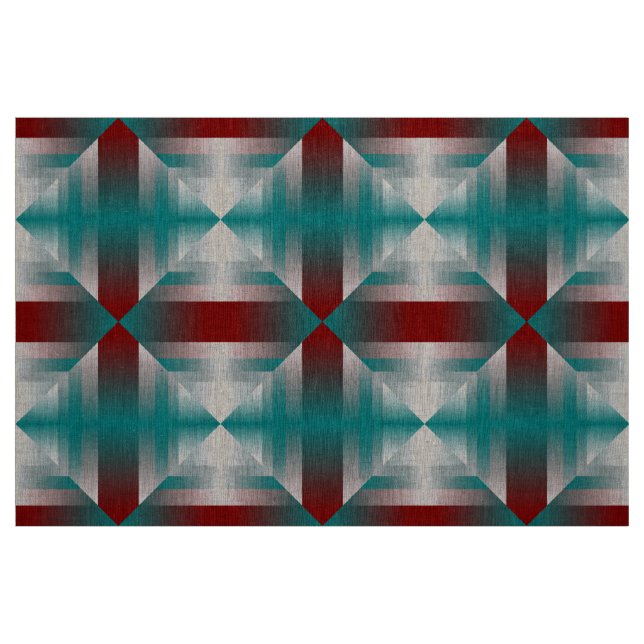 Tissu triangles gris bordeaux turquoise (Fat Quarter)