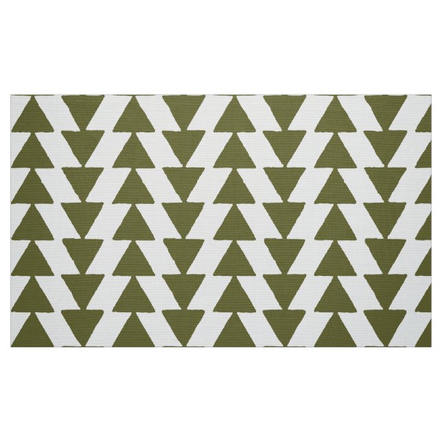 Tissu Triangles Inky - Olive profond sur blanc (Fat Quarter)