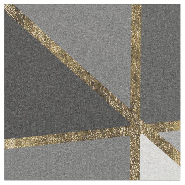Tissu Triangles modernes noires et grises d'or de Geo (Fermer)