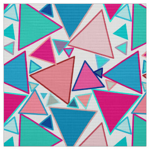 Tissu Triangles, turquoise et corail modernes de la