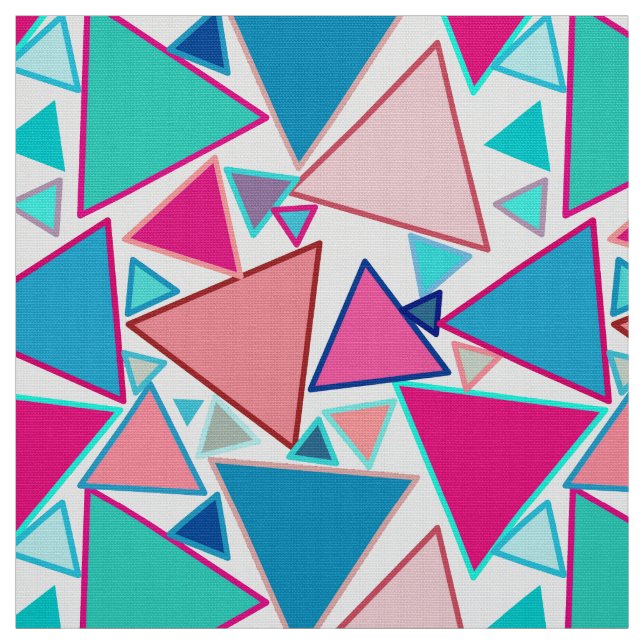 Tissu Triangles, turquoise et corail modernes de la (Échantillon)