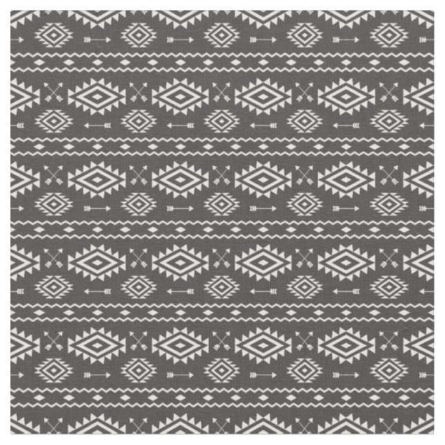 Tissu Tribal Aztec Gris et Motif blanc (Fermer)