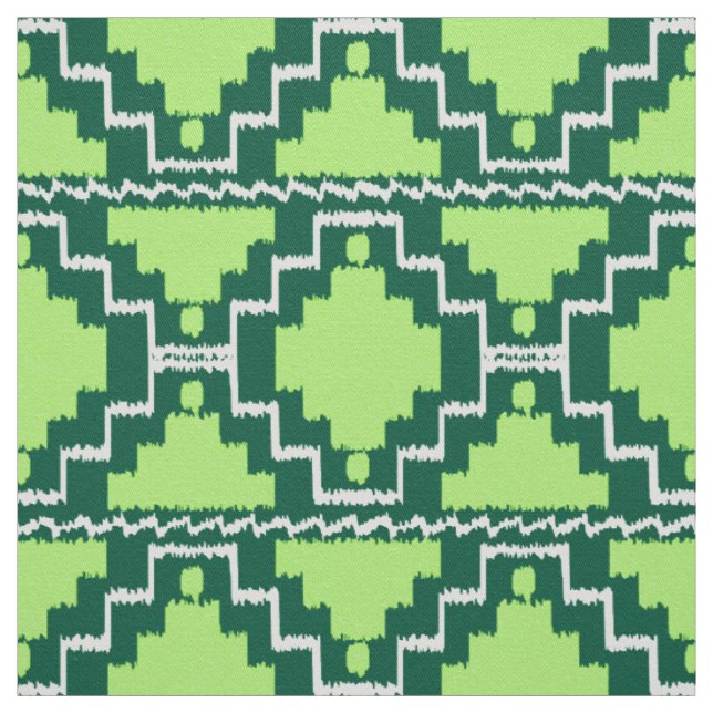 Tissu Tribal aztèque d'Ikat - vert de forêt et de chaux (Échantillon)