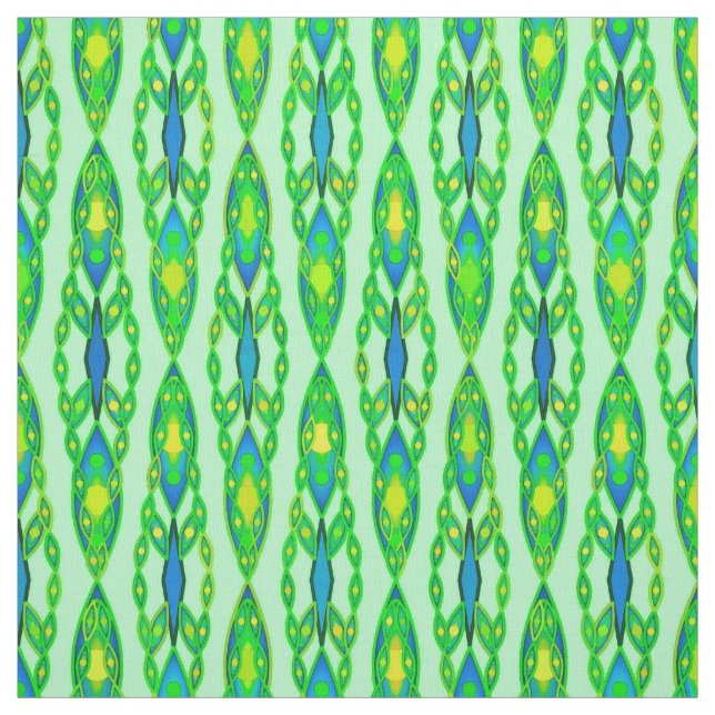 Tissu Tribal Batik - Mint, Emerald Green et Blue (Échantillon)