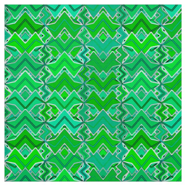 Tissu Tribal Batik Print, Jade Green et Lime Green (Échantillon)
