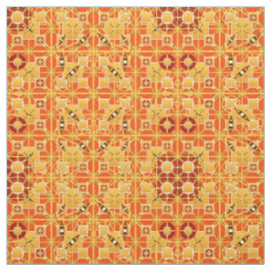 Tissu Tribal Batik - tons ambre et marron