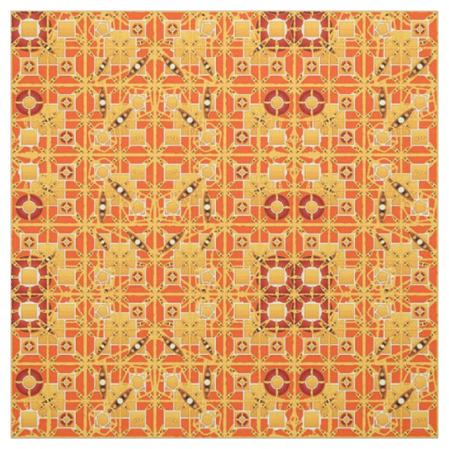 Tissu Tribal Batik - tons ambre et marron (Échantillon)