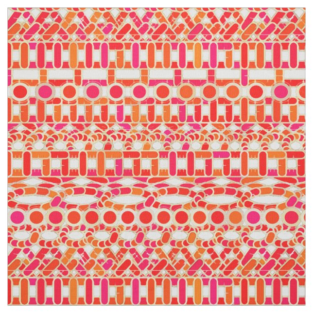 Tissu Tribal Batik - tons orange et rose (Échantillon)