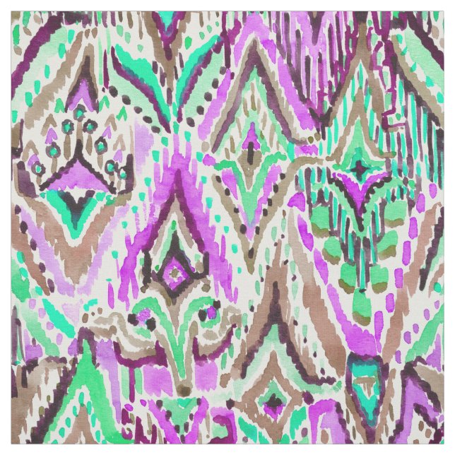 Tissu Tribal d'aquarelle d'Ikat de frange (Échantillon)