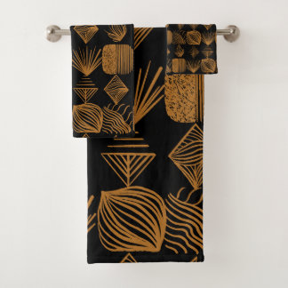 Tissu Tribal des Caraïbes : Noir, Or